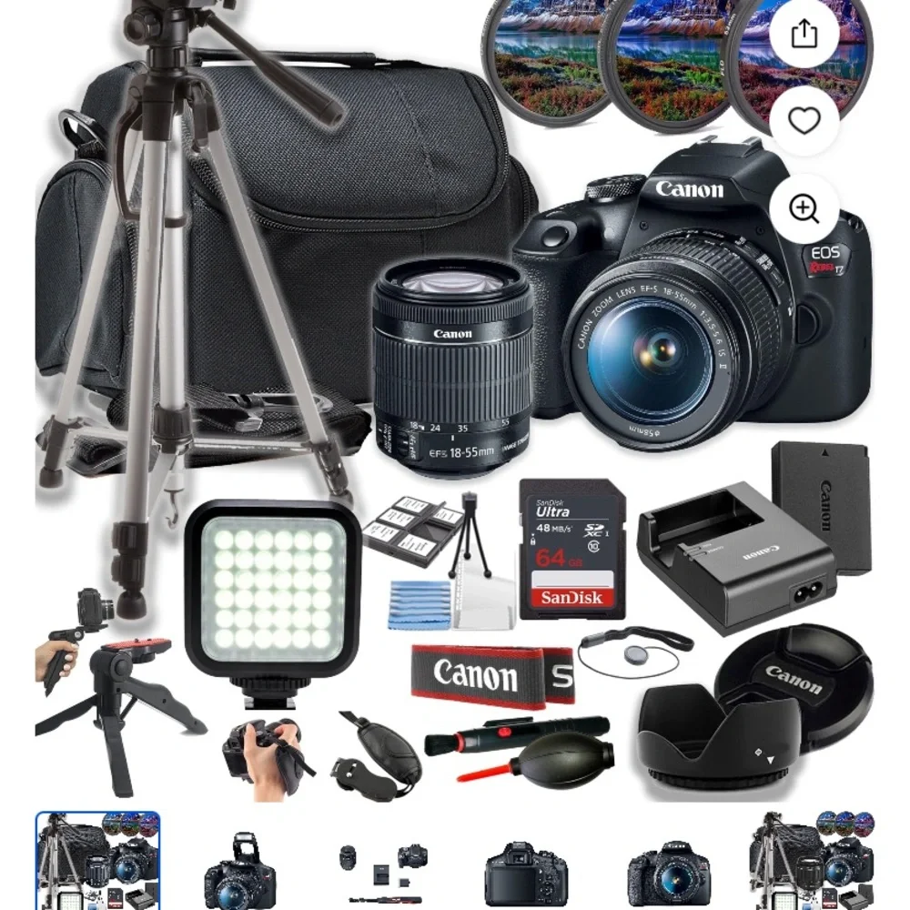 ‼️NEW NEW‼️ Canon DSLR Camera Kit with Dual Lenses and Accessories — Black